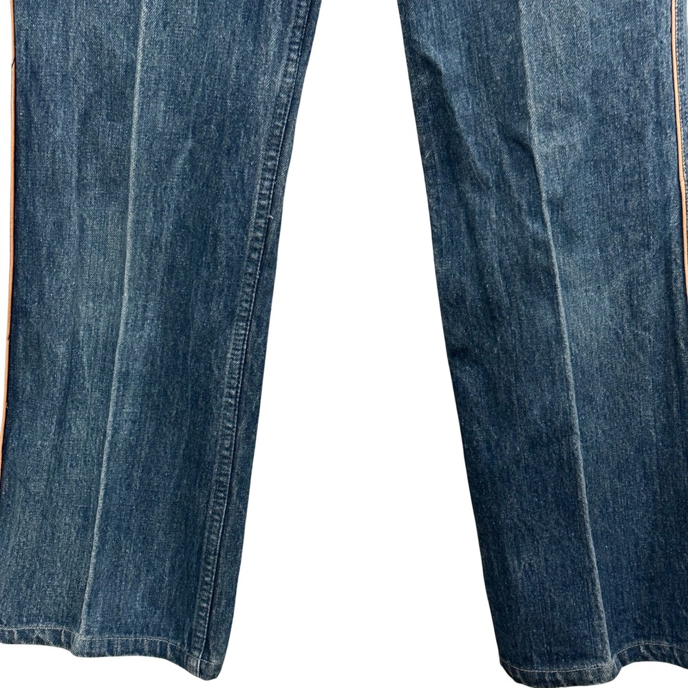 Vintage Viceroy Womens‎ Blue Denim Flare Jeans with Orange Stitching Size 28 x29 - Picture 5 of 12